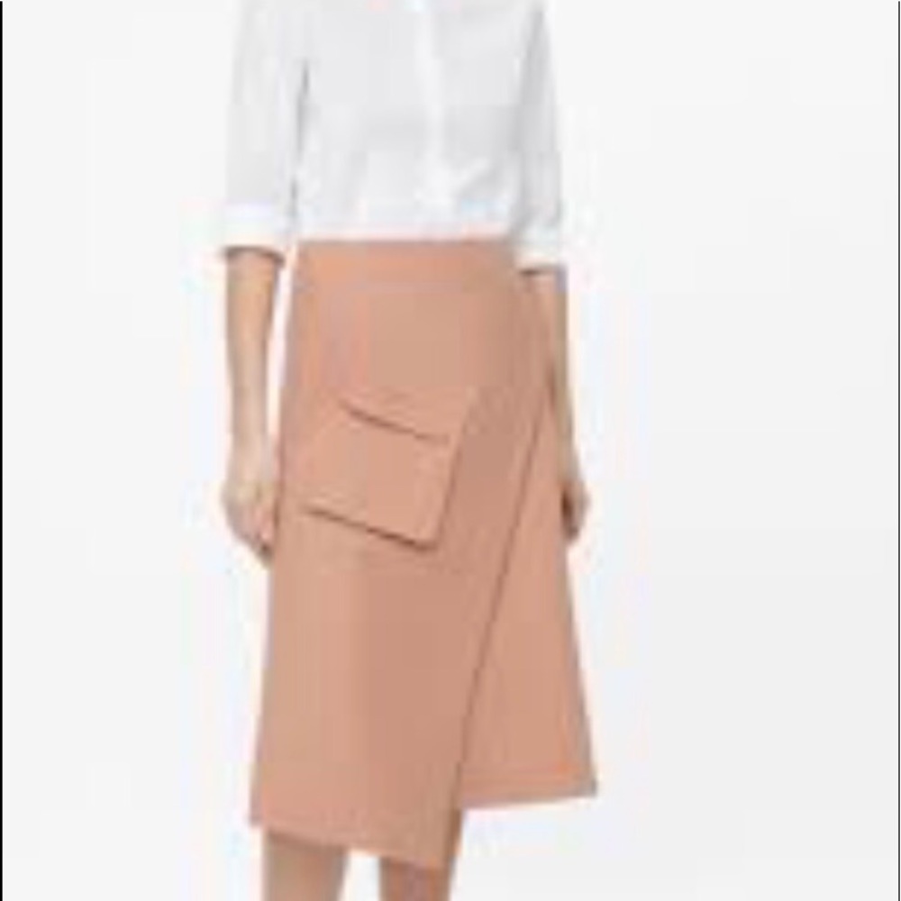 COS Dusty Blush Wrap Midi Skirt with Patch Pocket